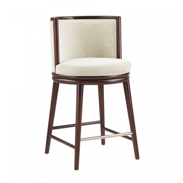 Evalyn Modern Wood Upholstered Counter Stool in Cream 