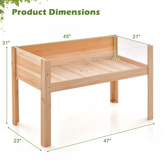 Costway Raised Wooden Garden Bed 31" Elevated Planter Box Plant Terrarium With Drain Holes