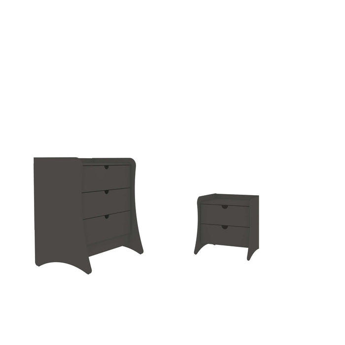 Coney Mid-Century Modern 2-Piece Dresser Set in Charcoal Gray 