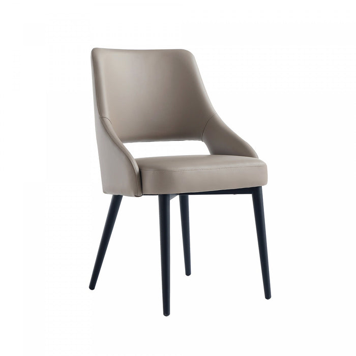 Tremont Modern Metal Vegan Leather Dining Chair in Taupe 