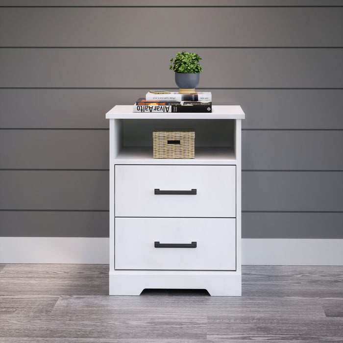 Prepac Rustic Ridge Farmhouse 2-Drawer Nightstand - White