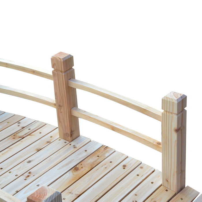 Outsunny 5ft Wood Garden Bridge Outdoor Decorative Landscape Side Rails Backyard Moon Bridge Park De