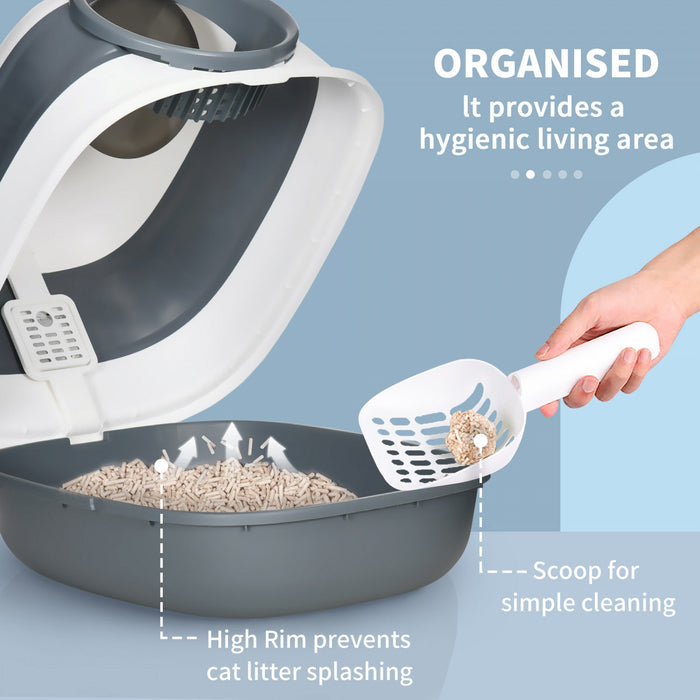 Pawhut Foldable Cat Litter Box With Lid, Covered Litter Box W/ High Sides, Air Freshener, Large Fron
