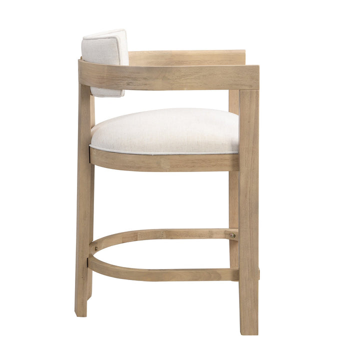 Tiffany 26\" Counter-height Stool Set Of 2 With Solid Wood Frame, Linen Look Fabric - Natural 