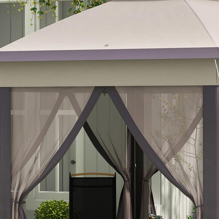 Outsunny 13' X 13' Pop Up Canopy Tent With Netting And Carry Bag, Instant Sun Shelter, Hexagon Tents