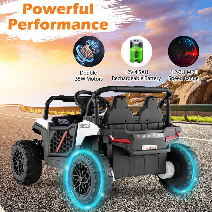 Costway 12v Kids Ride On Truck With Parental Remote 3 Speeds & Reverse Forward Function White