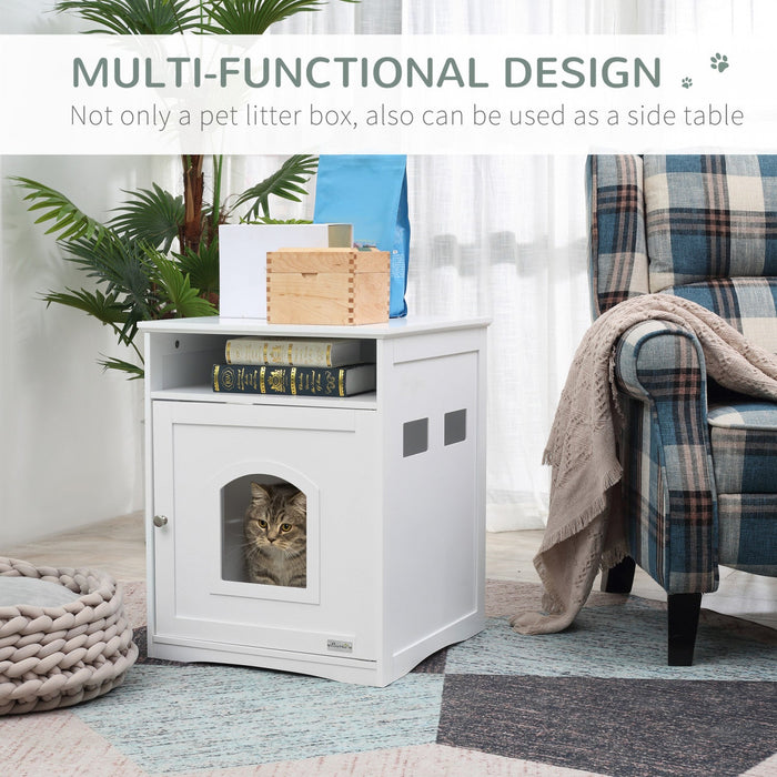 Pawhut Cat Litter Box Enclosure Hidden Cabinet Cat Furniture Indoor Cat Washroom Nightstand End Tabl