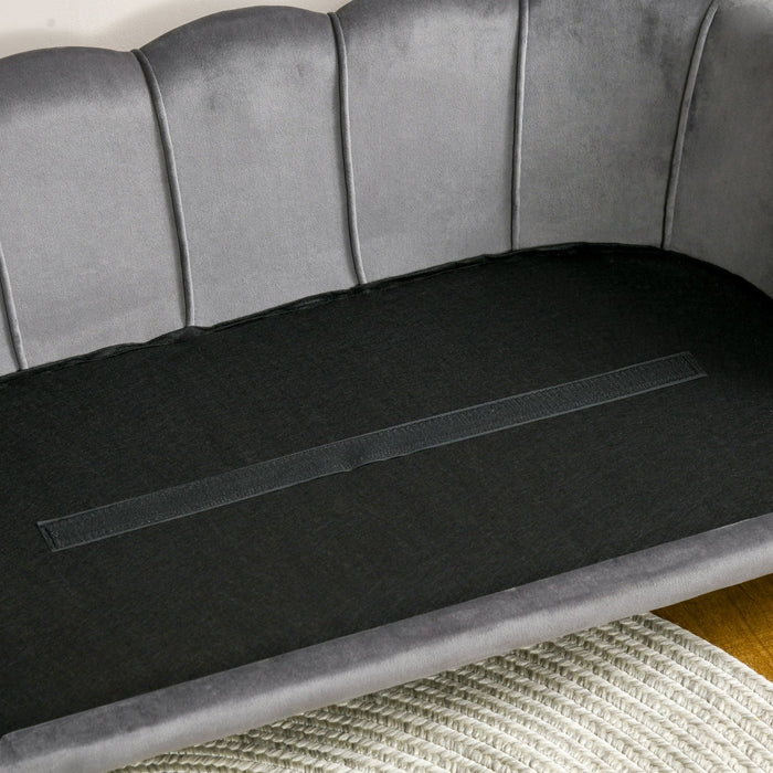 Pawhut Dog Couch Pet Sofa Cat Bed With Removable Cushion Wood Legs For Medium And Large Dogs, Dark G