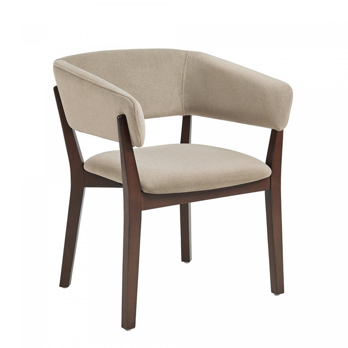 Blake Modern Faux Mohair Wood Armchair in Natural - Set of 4 Dining Chair 