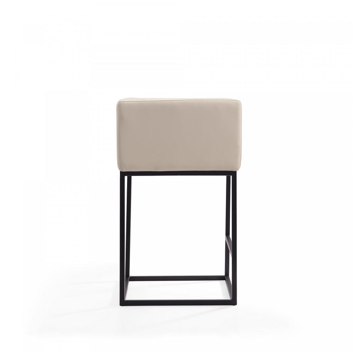 Embassy Mid-Century Modern Metal Upholstered Counter Stool in Cream 