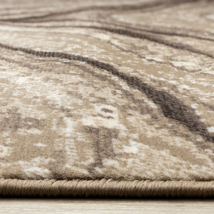 Forte Brown Cream Soothing Waves Area Rug - 5'3\" x 7'5\"