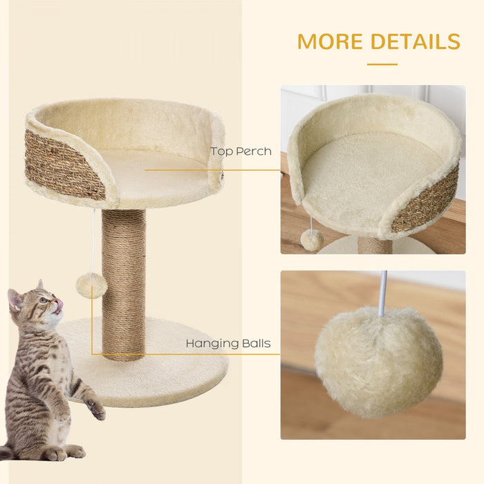 Pawhut Small Cat Tree With Scratching Post, Perch, Toy Ball, Cat Tower For Indoor Cats - 16\" X 16\" X