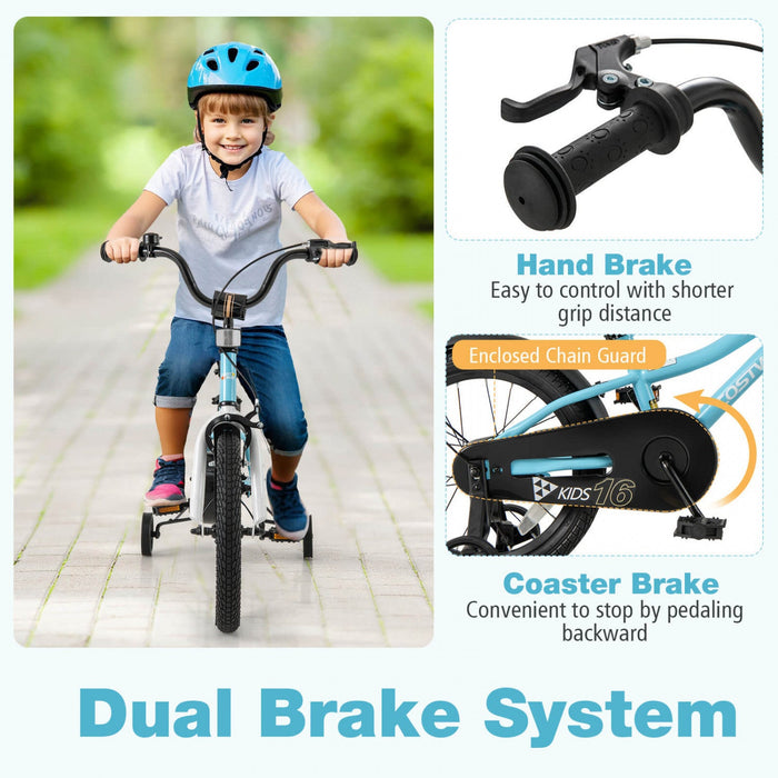 Costway 16" Kids Bike For 4-7 Years Old Boys & Girls With Adjustable Seat Handbrake Reflectors Blue