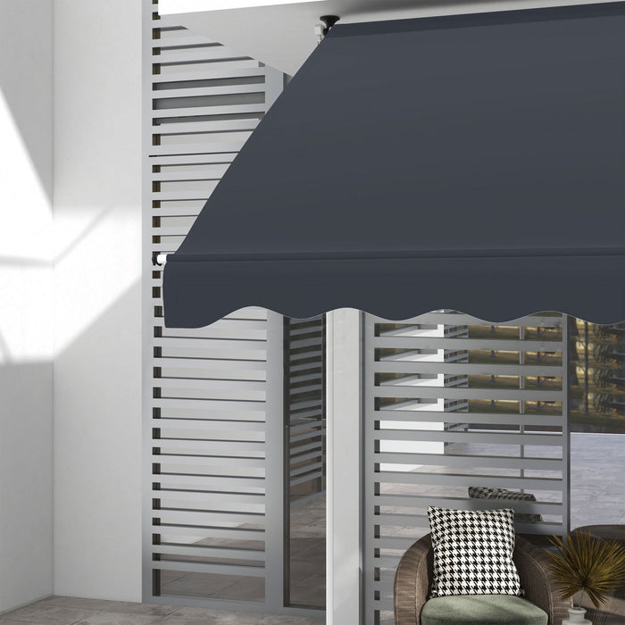 Outsunny 6.6'x5' Manual Retractable Patio Awning Window Door Sun Shade Deck Canopy Shelter Water Res