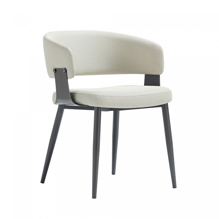Luce Modern Metal Textured Vegan Leather Dining Chair in Oatmeal 