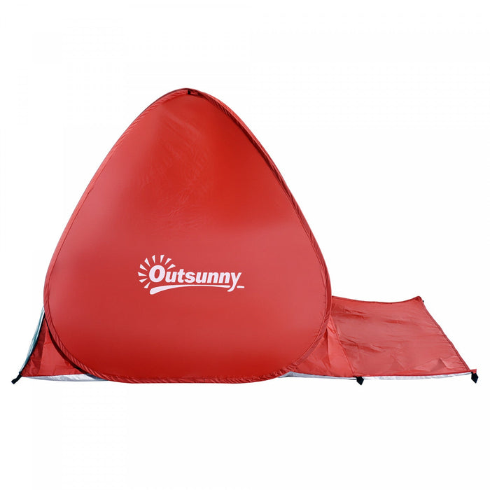 Outsunny Pop Up Beach Tent Portable Sun Shelter Uv Protection Outdoor Patio With Carry Case & Stakes