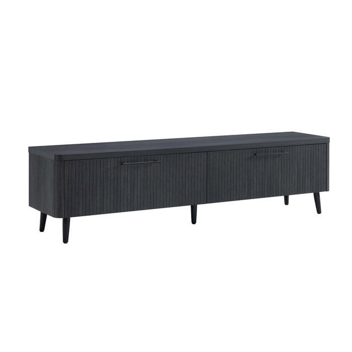 Jodie Mid-Century Modern 69\" Fluted TV Stand in Charcoal Gray 