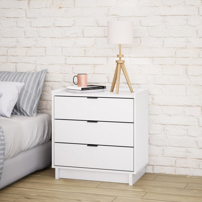 Prepac Simply Modern 26.5\" 3-Drawer Nightstand - White