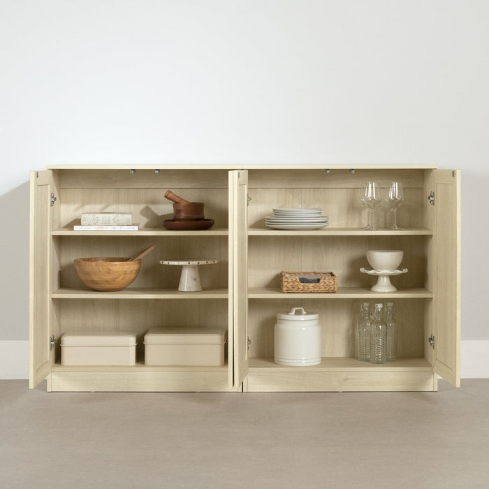 Arum Set Of 2 Sideboards With Shelves Bleached Oak - South Shore Buffet