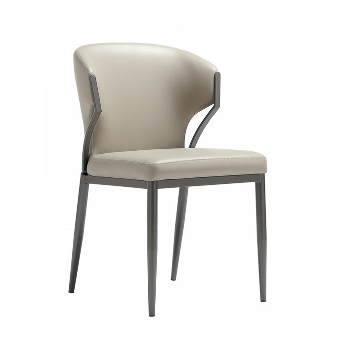 Kirsten Modern Metal Vegan Leather Dining Chair in Light Gray - Set of 2 