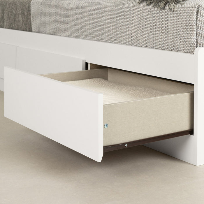 Reevo Mates Bed With Bookcase Headboard Set - Pure White 