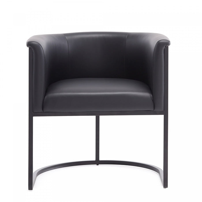 Cosmopolitan Mid-Century Modern Vegan Leather Metal Dining Chair in Black - Set of 2 