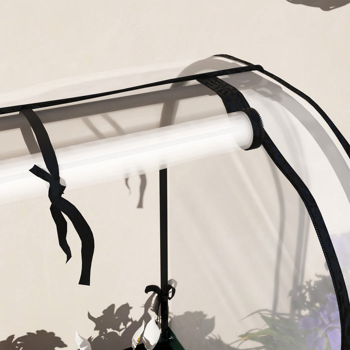 Outsunny Metal Raised Garden Bed with Cover, Dark Grey