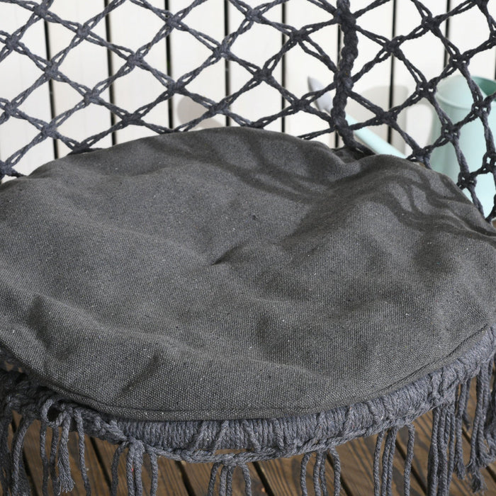 Outsunny Hanging Hammock Chair, Cotton Rope Porch Hammock Swing With Metal Frame And Cushion, Large 