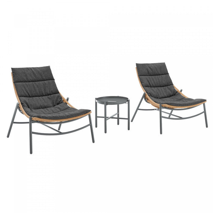 Sunset Modern 3-Piece Conversation Set in Gray 