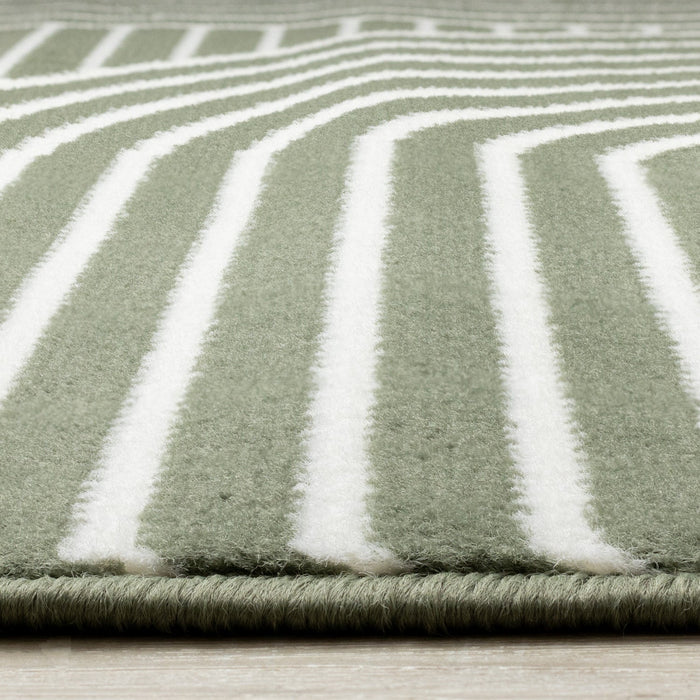 Forte Green White Modern Geometric Arches Area Rug - 5'3\" x 7'5\"
