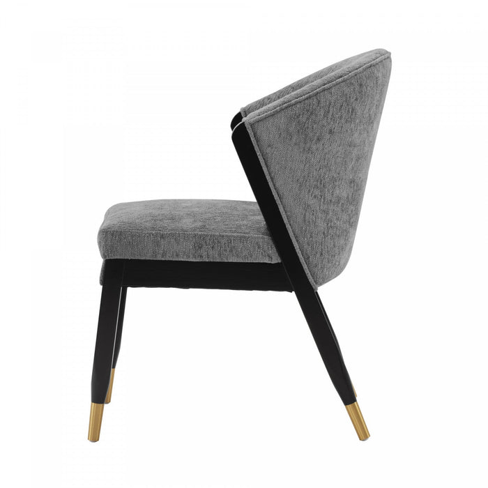 Ola Modern Wood Chenille Dining Chair in Gray - Set of 2 