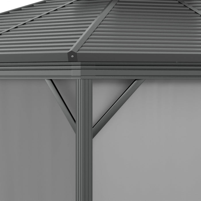 Outsunny 10' X 10' Hardtop Gazebo, Aluminum Frame Garden Sun Shelter With Double Tier Metal Roof, Mo