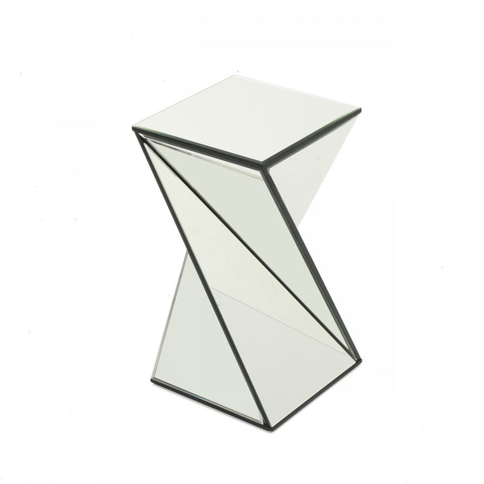 Molly Light-reflecting Design Geometric Mirrored Accent Side Table With Glass And Engineered Wood - Silver 