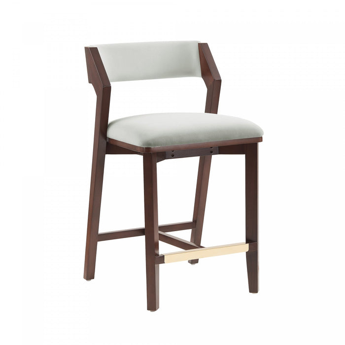 Patricia Modern Wood Upholstered Counter Stool in White Glacier Bar Stool 