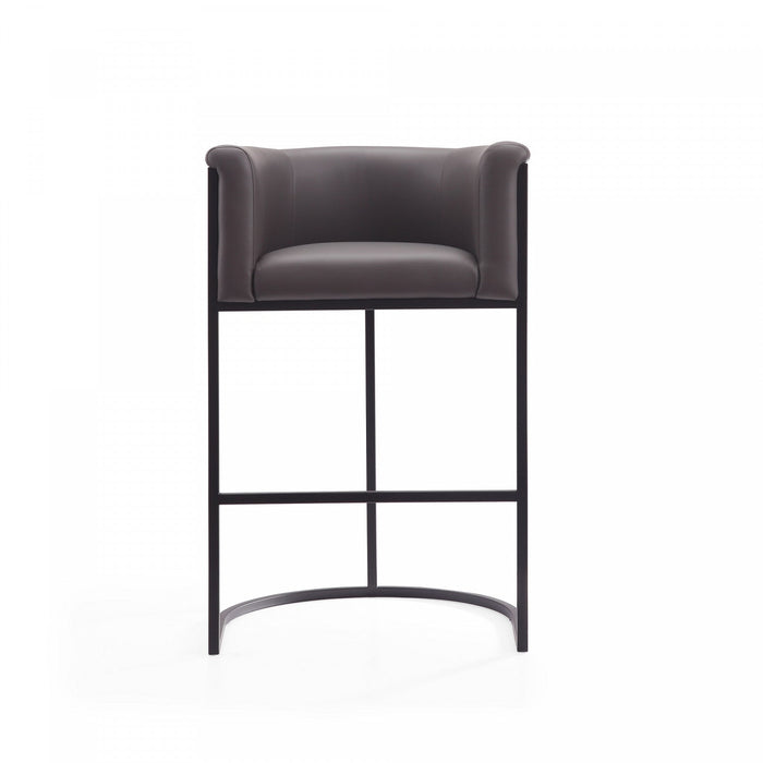 Cosmopolitan Mid-Century Modern Metal Upholstered Barstool in Graphite - Set of 3 Bar Stool 