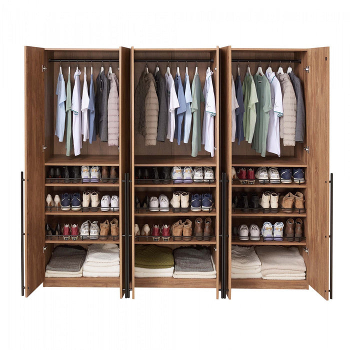 Lee Modern 32\" Wardrobe Closet in Golden Brown - Set of 3 Armoire 