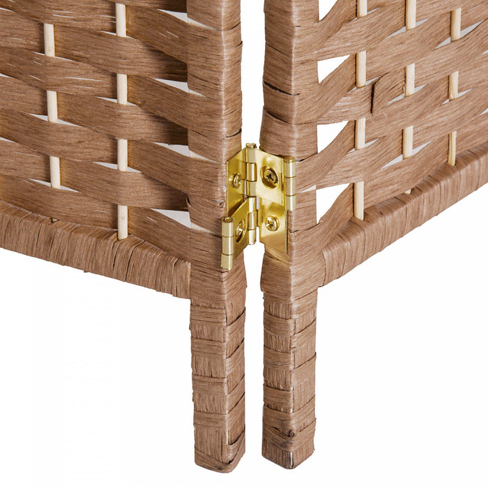 Homcom Double Hinged Woven Wicker Room Divider And Privacy Screens