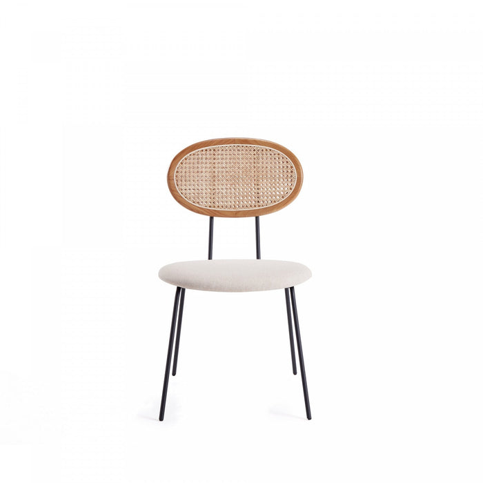 Jardin Industry Chic Cane Back Upholstered Dining Chair in Oatmeal and Natural - Set of 4 