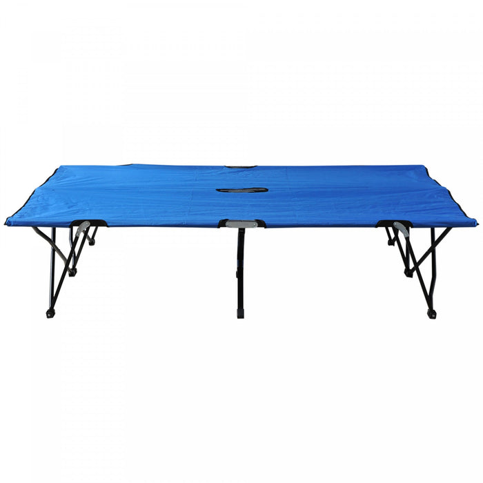 Outsunny 76" Two Person Folding Camping Cot With Carrying Bag, Blue
