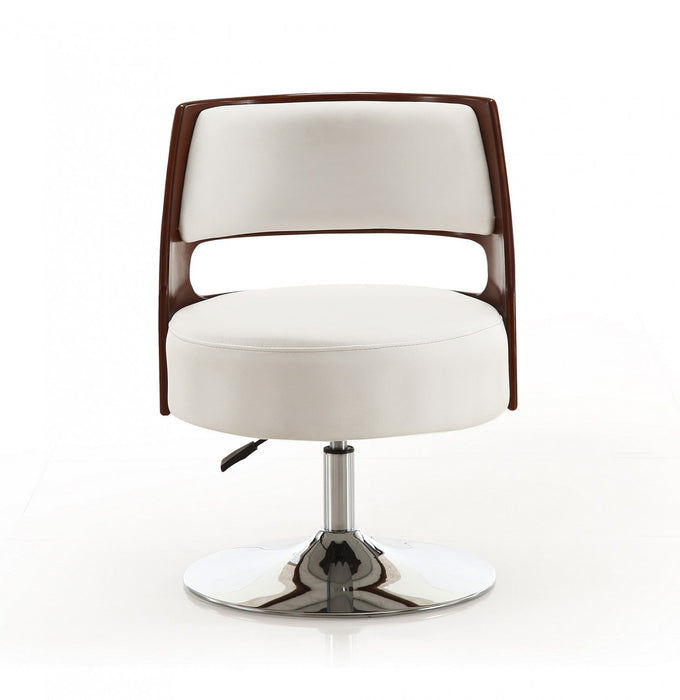 Salon Modern Vegan Leather Swivel Lounge Chair in White - Set of 2 Accent Chair 