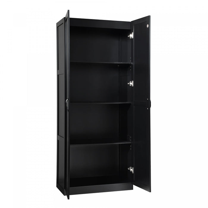 Cornelia Modern 30\" Storage Cabinet in Black (4-Shelf) - Set of 2 Bookcase 