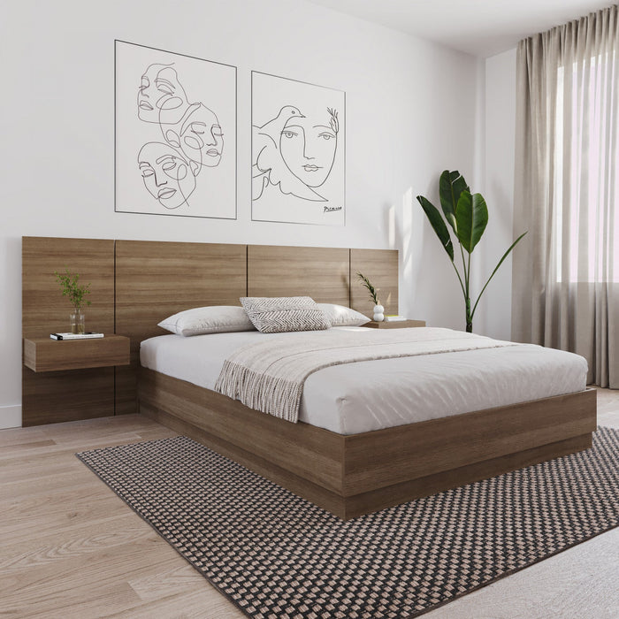 Nordika Milano Floating Nightstand Extension Panel Set Of 2 - Brown Oak