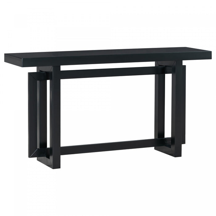 Ethan 59.1'' Triple Rectangle Design Painted Entryway Table with Pine Wood Legs,Black Sofa Table  