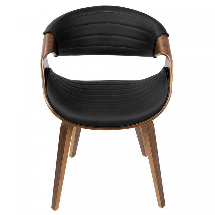LumiSource Symphony Faux Leather Mid-Century Modern Dining Accent Chair - Walnut/Black