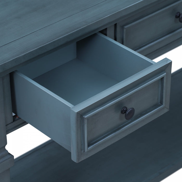 Sabina Solid Wood Console Table With 3 Drawers And Shelf - Navy 