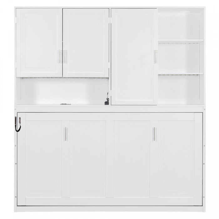 Ethan Space-Saving Murphy Bed with Storage and Foldable Design,Twin Size,White Twin Bed  