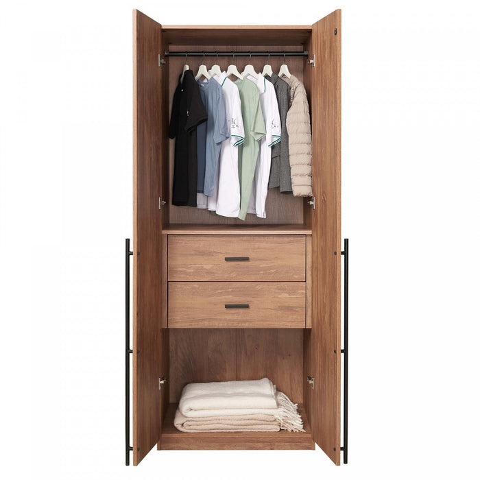 Lee Modern 32\" Wardrobe Closet in Golden Brown Armoire 