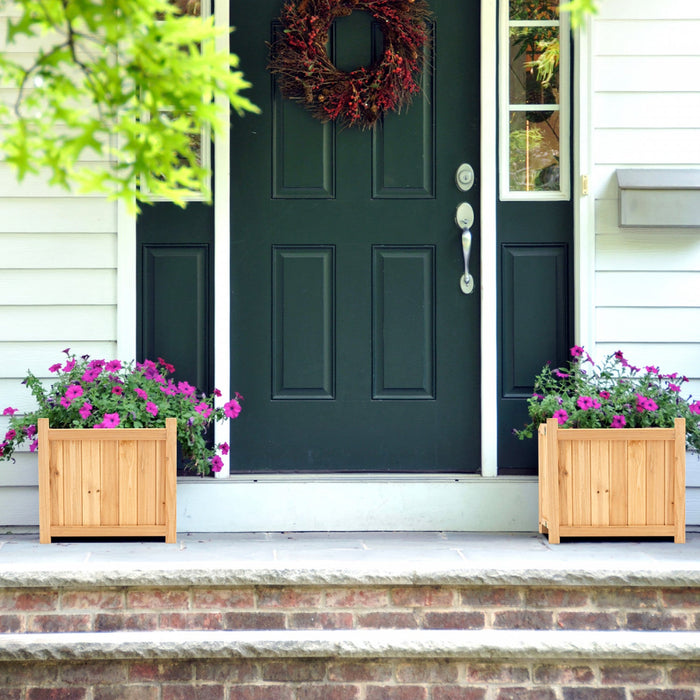 Costway 15" Wooden Planter Box Elevated Outdoor Folding Planter With Removable Bottom