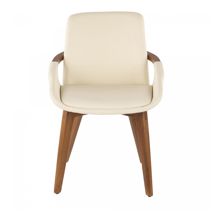 LumiSource Cosmo Faux Leather Mid-Century Dining Chair - Walnut/Cream