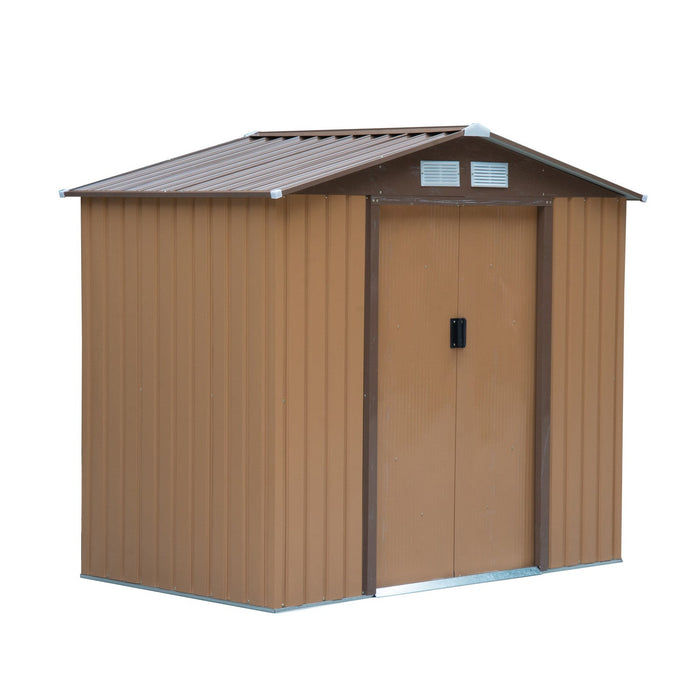 Outsunny 7' X 4' X 6' Garden Storage Shed Outdoor Patio Yard Metal Tool Storage House W/ Steel Floor